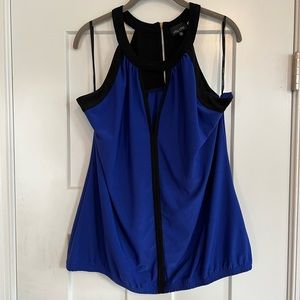 EUC XS/14W City Chic Sleeveless Top in Royal Blue & Black with Chest Cut Out